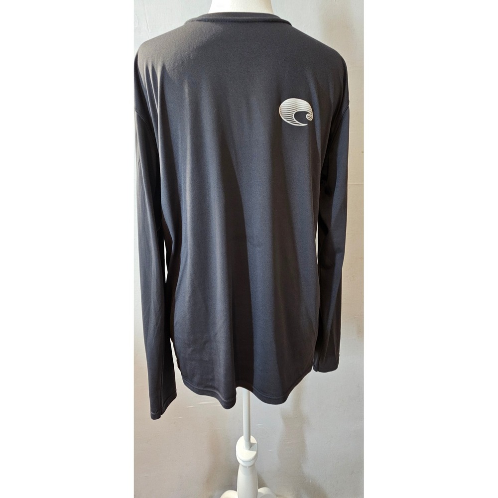 Costa Del Mar Mens Gray Long Sleeve Performance Fishing Shirt Large Logo Graphic